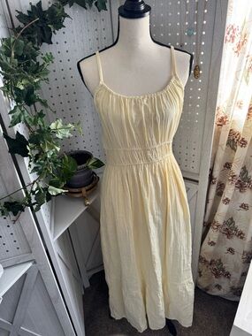 Pact Cream Gathered Waist Maxi Dress